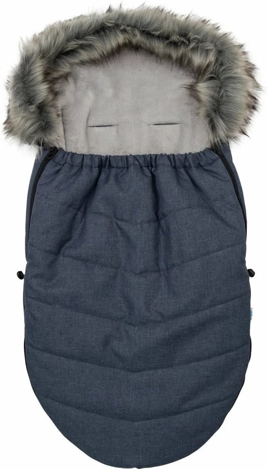 Futë dimri për karrocë, New Baby, universale me kapuç me lesh sintetik, material i papërshkueshëm nga uji dhe era, 90x49 cm, blu e errët