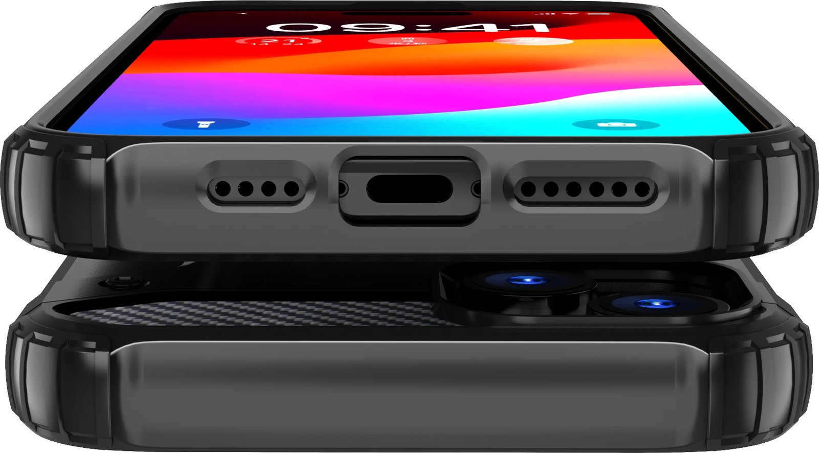 Mbështjellës Hurtel Hybrid Armor për iPhone 15 Plus, i zi