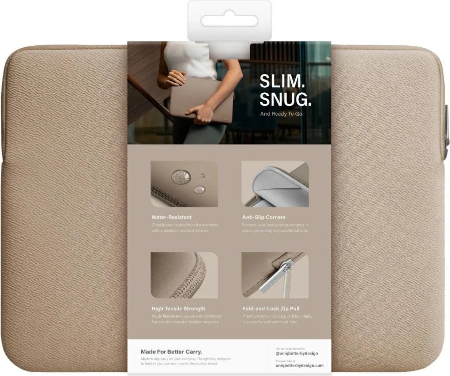 Mbështjellës laptopi UNIQ Cyprus, neopren, 14", kafe