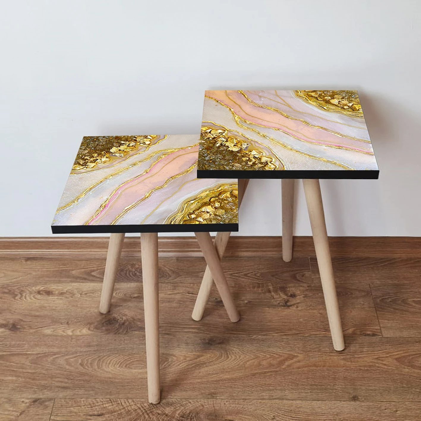 Tavolina ndihmëse të vendosshme (2 copë), Skye Decor, 2Shp293, ngjyrë ari