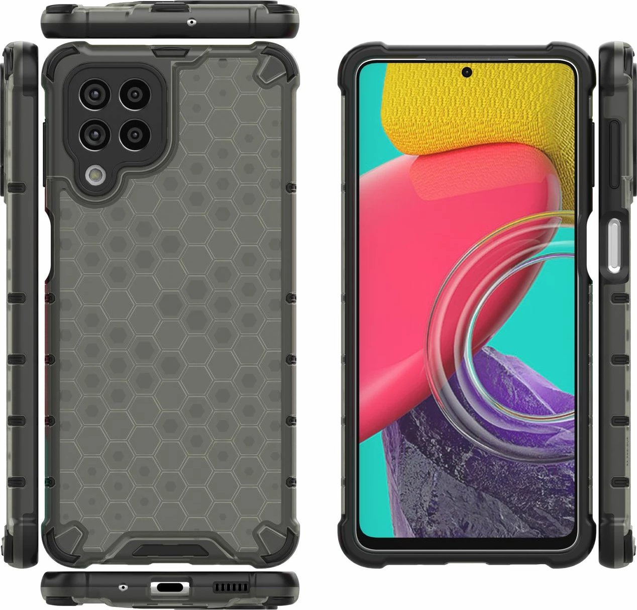Mbështjellës Hurtel Honeycomb për Samsung Galaxy M53 5G, i zi Mbështjellës Hurtel Honeycomb për Samsung Galaxy M53 5G, i zi