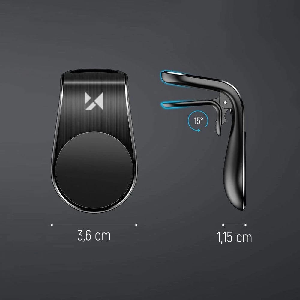 Mbajtës magnetik për celular Wozinsky WCH-02 për grilë ventilimi, i zi