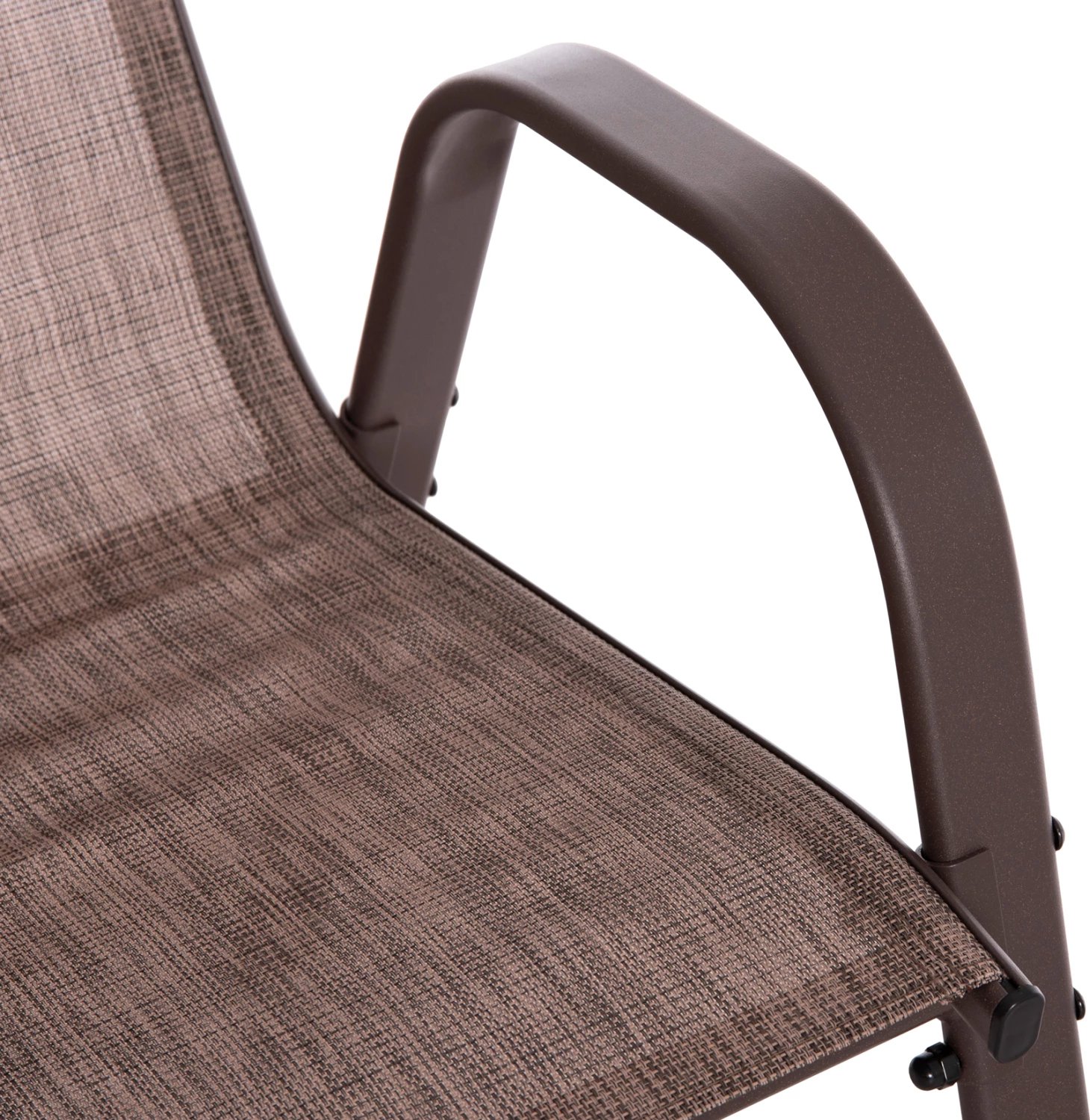 Karrige për jashtë LEON, kornizë metali ngjyrë kafe & tekstilene-4 copë, 55x70x91Hcm., set prej 4 copësh