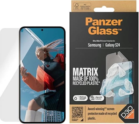 Mbrojtës ekrani PanzerGlass Ultra-Wide Fit me D3O, për Samsung Galaxy S24, Transparent