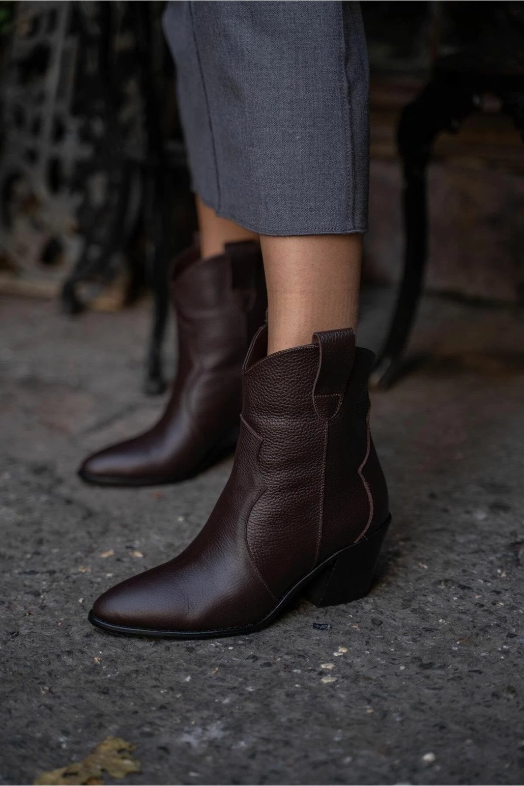 Çizme për gra, lëkurë, ngjyrë kafe, Jumeon, MK1345023SFT10-02