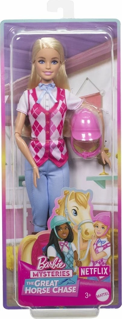 Kukull Barbie MATTEL Mysteries The Great Horse Chase Malibu me rroba kalërimi, shumëngjyrëshe