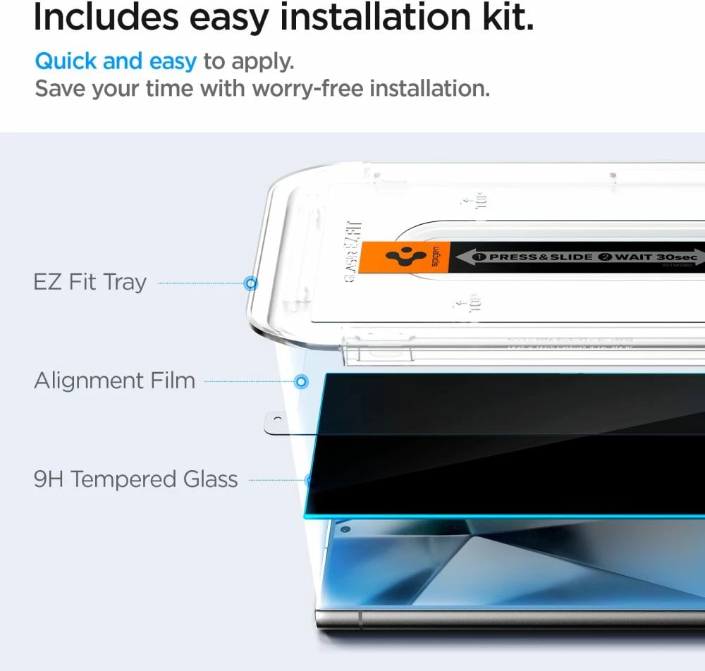 Mbrojtës ekrani Spigen Glas.tR EZ Fit Privacy për Samsung Galaxy S24 Ultra, 2 copë
