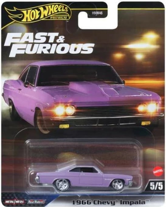 Makina lodër Hot Wheels 1966 Chevy Impala Fast & Furious, 1:64, vjollcë