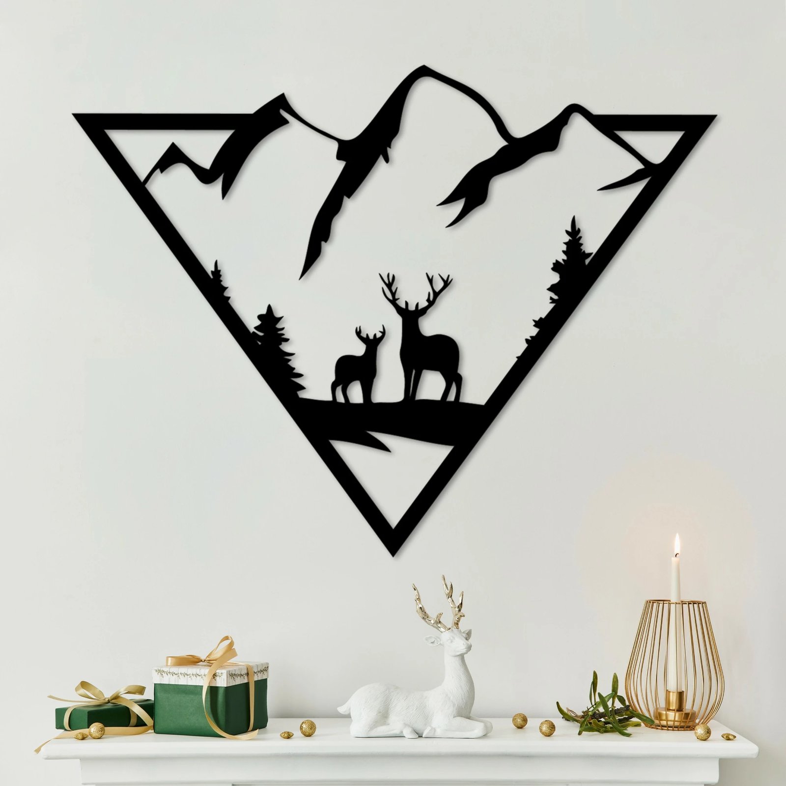 Aksesor dekorativ metalik për mur Wallity, nënë dhe bir, 42x55cm, ngjyrë e zezë