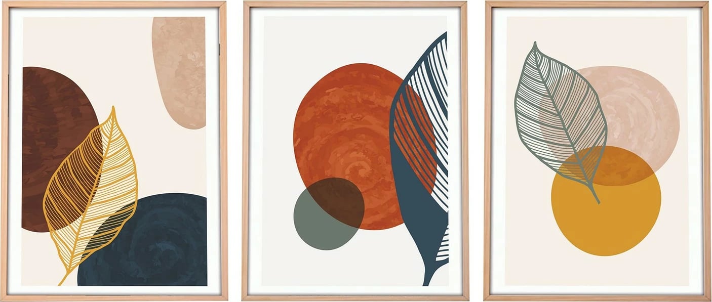 Pikturë dekorative me kornizë, 3 pjesë, Wallity, Huhu209, 50x70cm