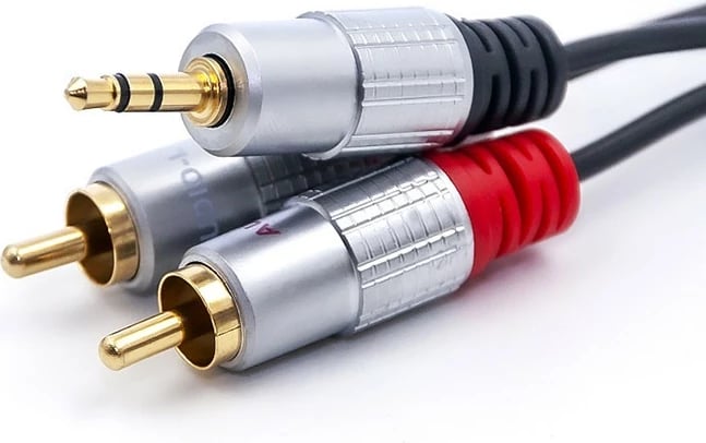 Kabllo audio Qoltec 2xRCA në 3.5mm minijack, 2m, e zezë