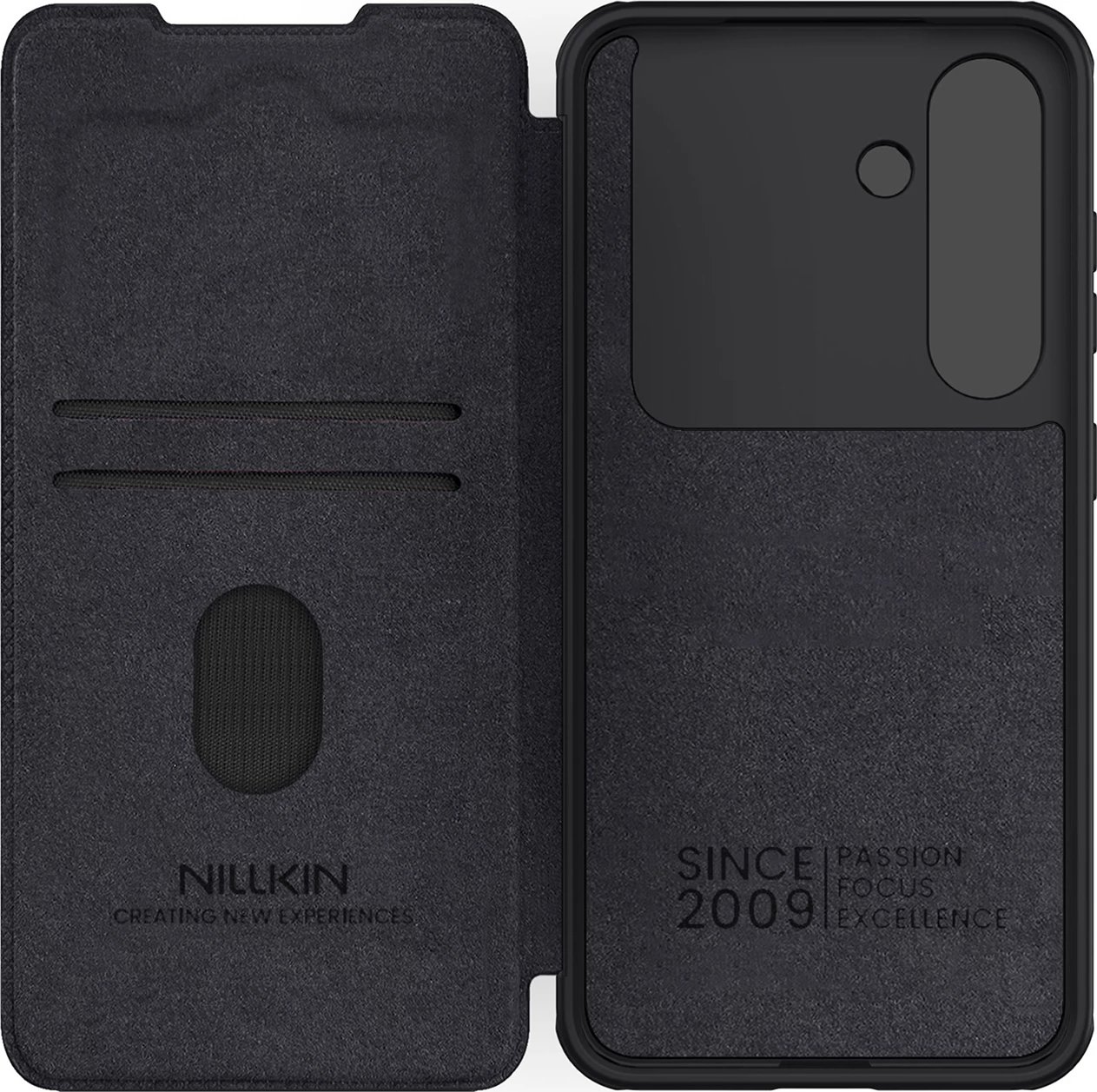 Mbështjellës Nillkin Qin Pro për Samsung Galaxy S25+, me flip dhe mbulesë kamere, e zezë