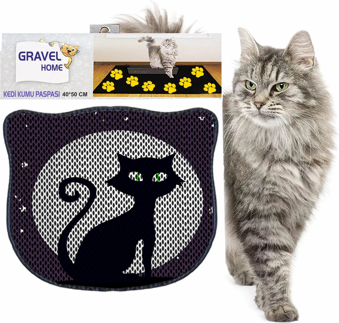 Tapet për rërë mace, shumëngjyrësh, Paws & Whiskers, Kdkafa0242, 40x50cm
