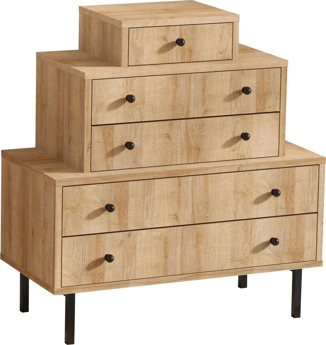 Komodë Hanah Home, Tata, ngjyrë lis dhe e zezë