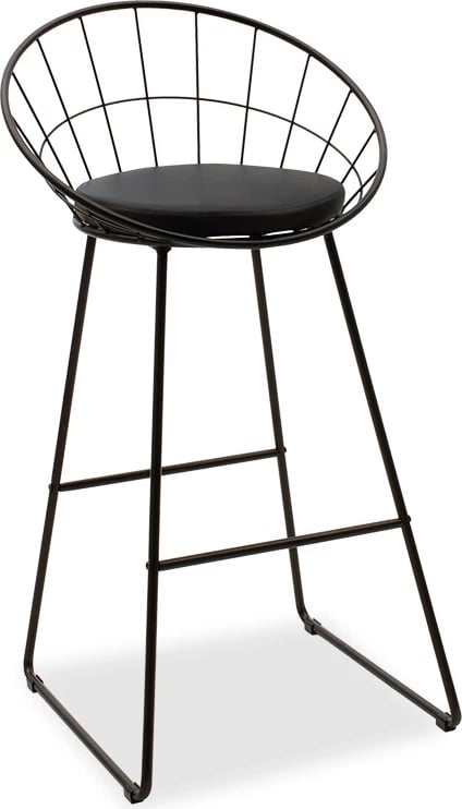 Karrige për bar Seth, metal i zi, jastëk PVC i zi