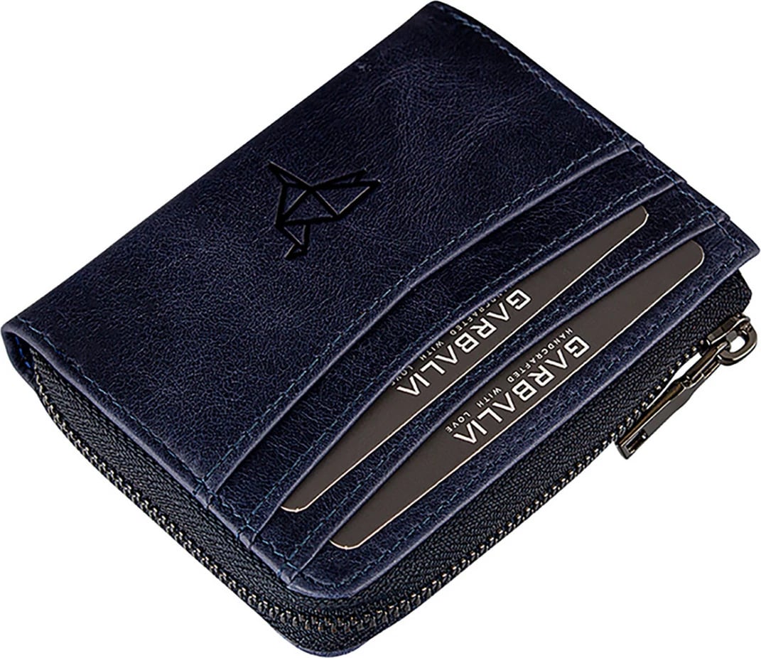 Portofol unisex, lëkurë origjinale, ngjyrë kaltër e errët, Zoozie Bags, Figo