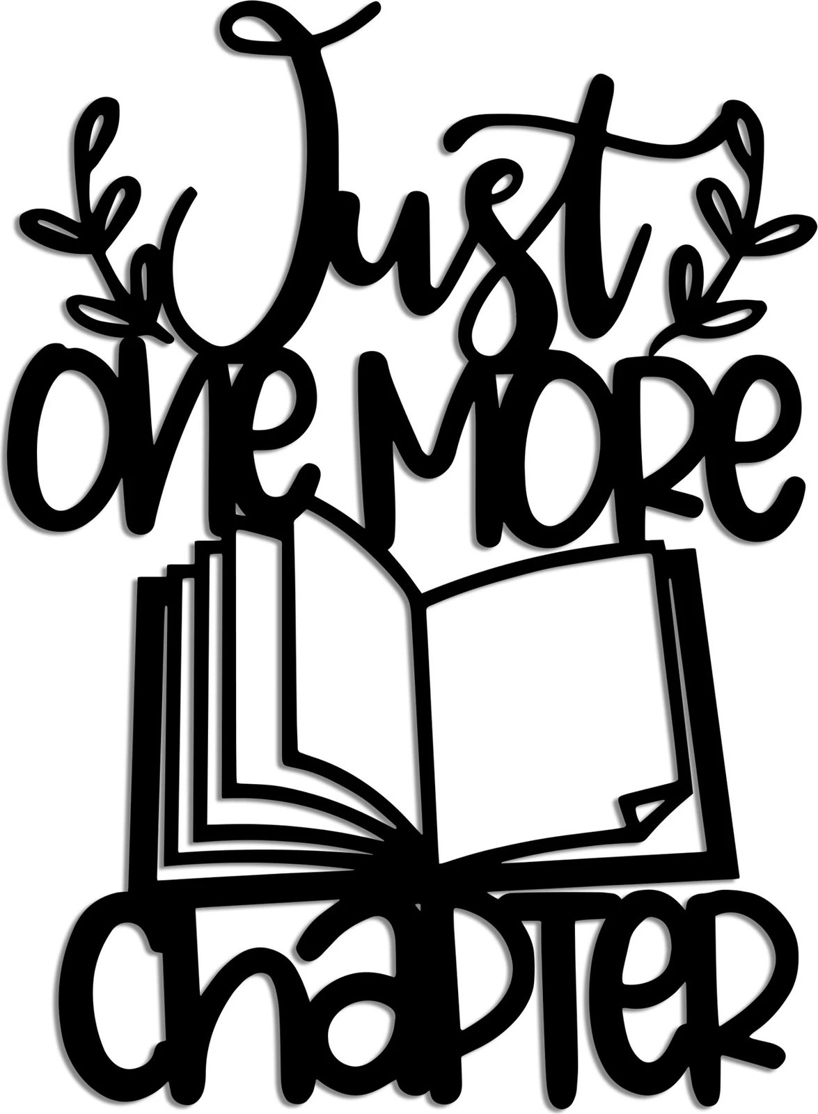 Aksesor dekorativ metalik për mur, Wallity, Just One More Chapter, ngjyrë e zezë, 40x55cm