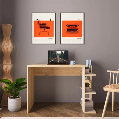 Tavolinë pune Toska, ngjyrë lisi-rërë, 114x56x76cm