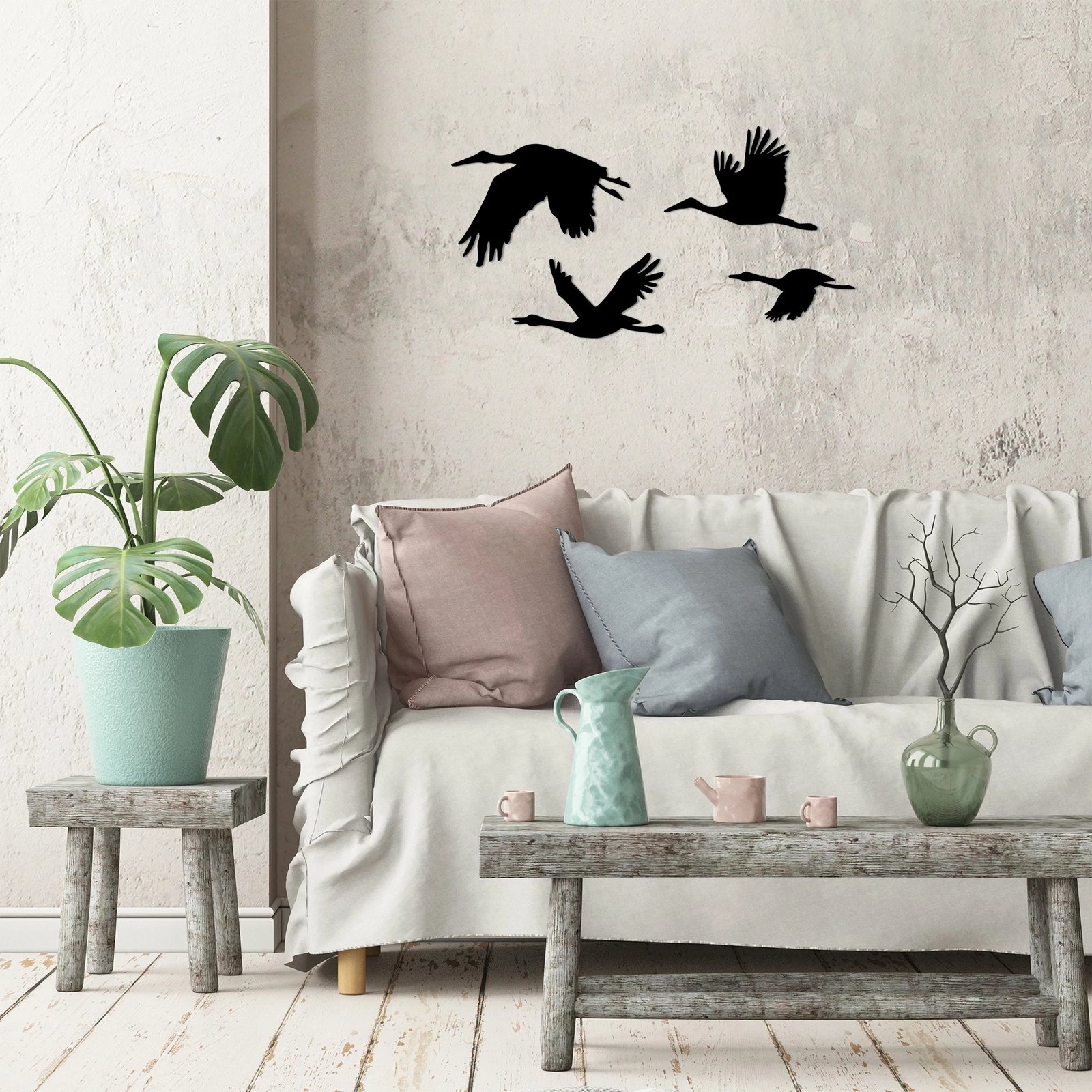 Aksesor dekorativ muri prej metali, Wallity, lejlek, set