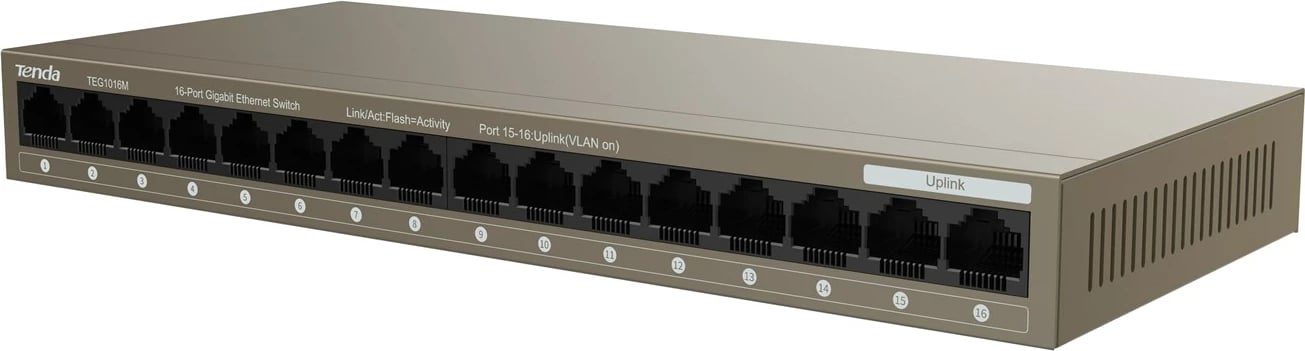 Switch rrjeti Tenda TEG1016M, 16 porta Gigabit Ethernet, metalik