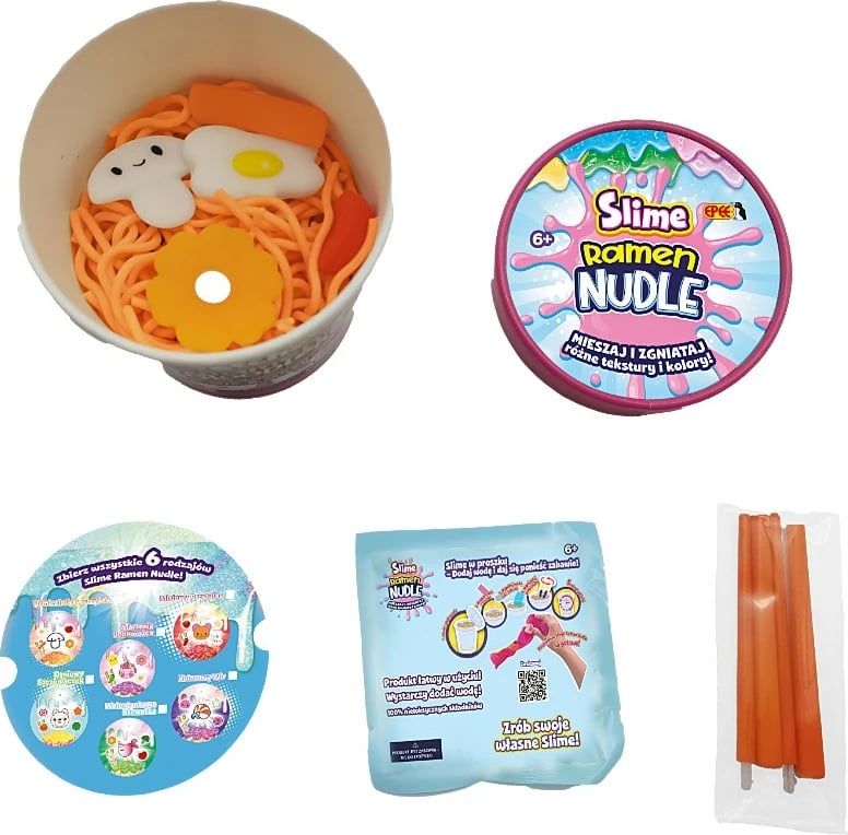 Set lodër slime Epee Slime Ramen Noodles Smiling Mushroom, shumëngjyrëshe