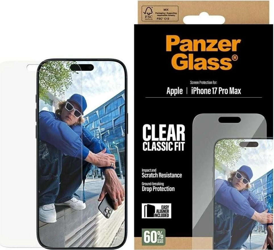 Xham mbrojtës PanzerGlass Classic Fit për iPhone 17 Pro Max transparent