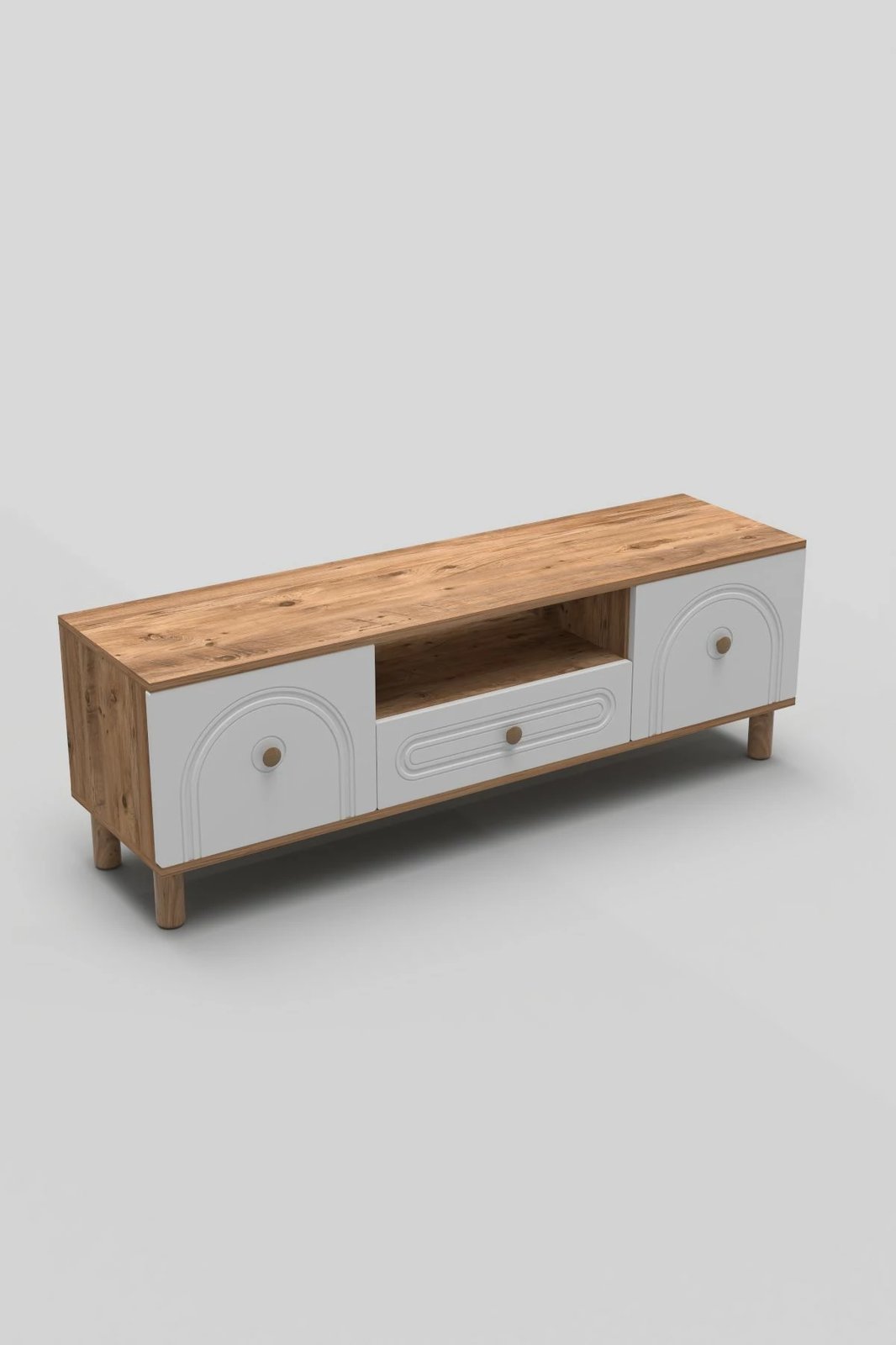 Komodë TV Skye Decor, Serenta 180, ngjyrë Atlantic Pine dhe e bardhë