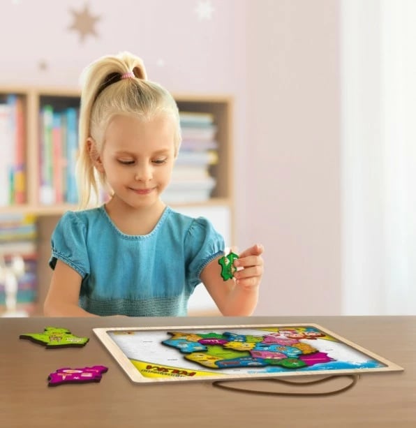 Hartë magnetike e Polonisë Lisciani I'M A Genius 304-PL105496, dru, edukative, copa magnetike, 7+