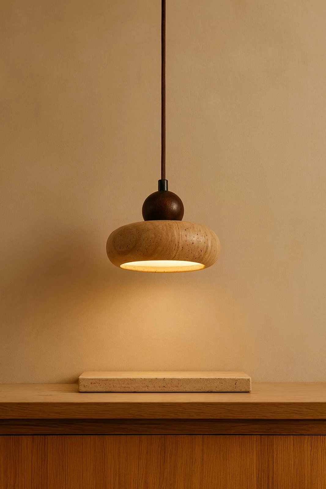 Llambë tavani Opviq, rrethore, ngjyrë arre dhe bezhë