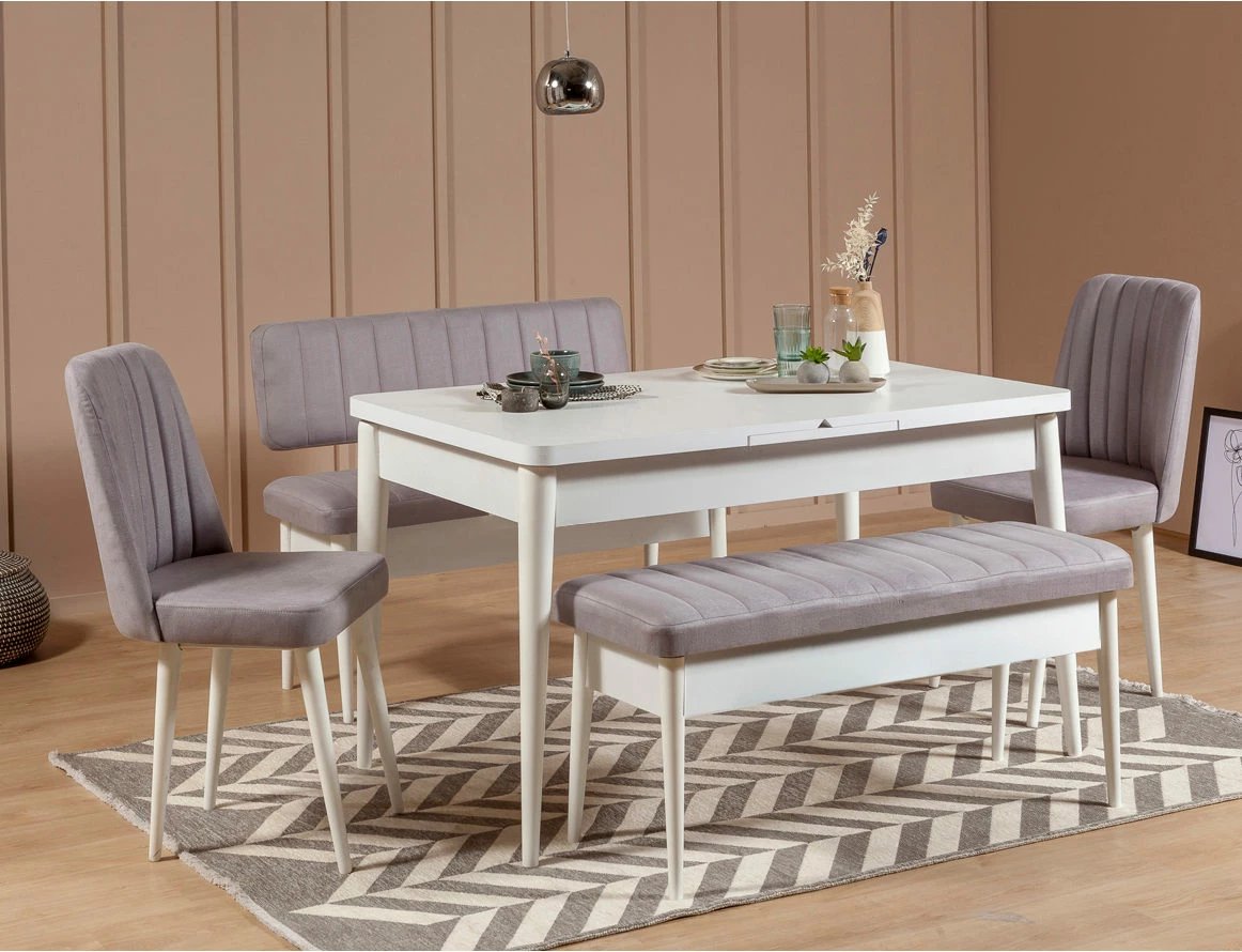 Bankë moderne me hapësirë për ruajtje, ngjyrë e bardhë, Vina Bank-Soho, Hanah Home