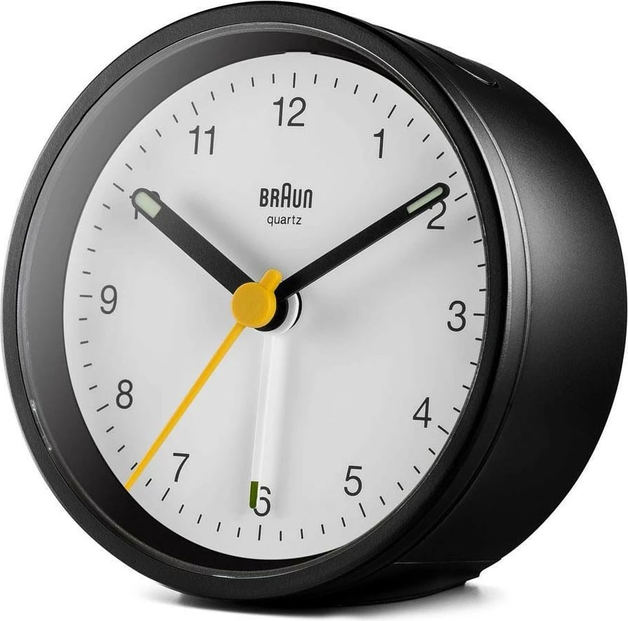 Alarm Braun BC12BW, quartz, 12h, buzzer, zi e bardhë