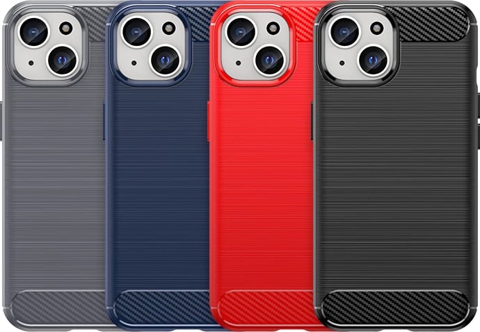 Mbështjellës Hurtel Carbon Case për iPhone 15, i zi