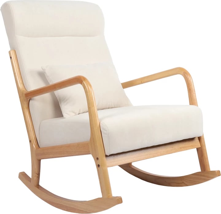 Karrige lëkundëse Edeldy, material krem, këmbë ngjyrë natyrale, 102x66x99cm