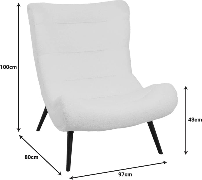 Karrige boucle, ngjyrë e bardhë, 97x80x100cm