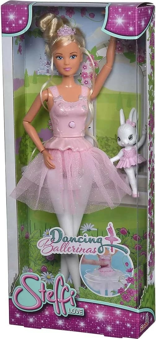 Kukull Steffi Love Dancing Ballerina me lepurush, 29 cm, rozë