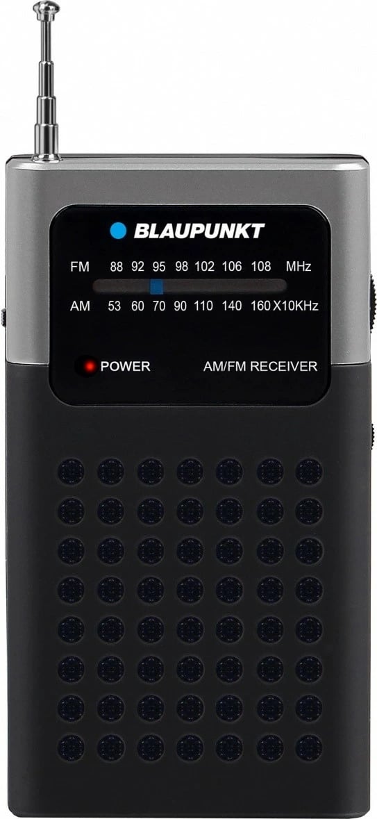 Radio xhepi, Blaupunkt PR4BK, AM/FM, mono 0.3W RMS, minijack 3.5 mm, me antenë teleskopike, me bateri AA, Black/Silver