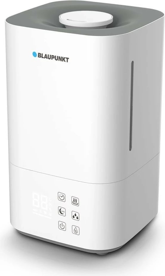 Lagështues ajri, Blaupunkt AHS701, 4 L, 350 ml/h, humidistat 40-80%, mjegull e ftohtë/ngrohtë, HEPA H13 dhe jonizim, aromaterapi, timer 10h, me telekomandë, e bardhë