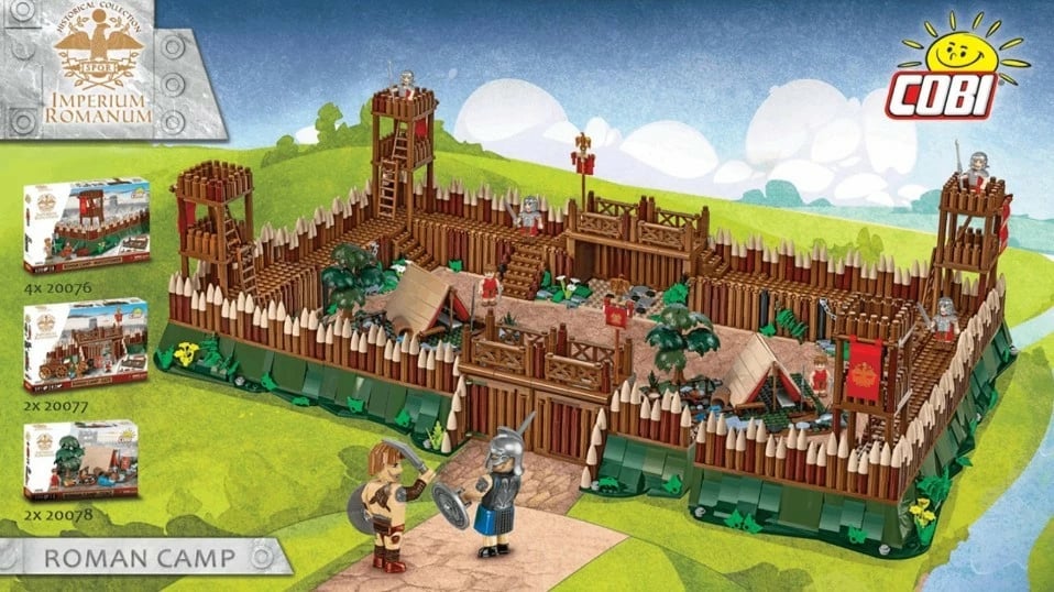 Set blloqesh ndërtimi, Cobi, COBI-20077 Roman Camp Gate, 591 elemente, 2 figurina + 2 qe, 8+