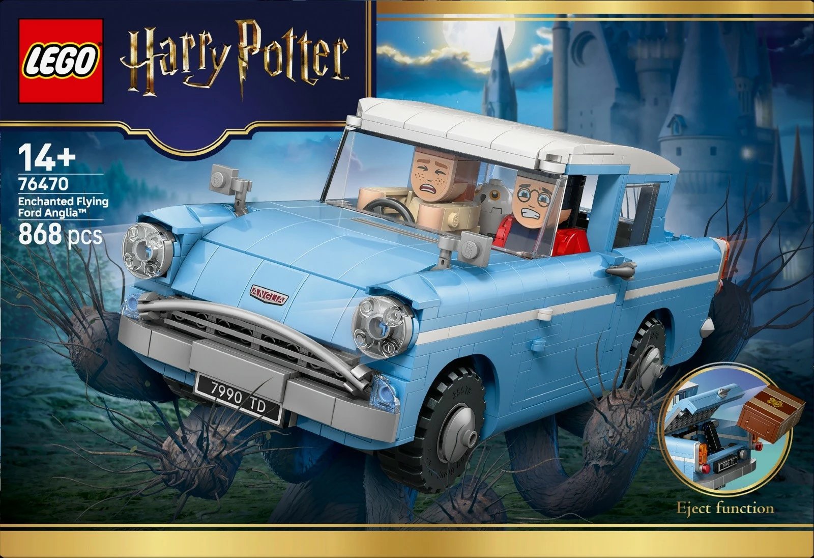 Set ndërtimi LEGO Harry Potter 76470 Enchanted Flying Ford Anglia, 868 pjesë, 14+, 9x25x10 cm, blu