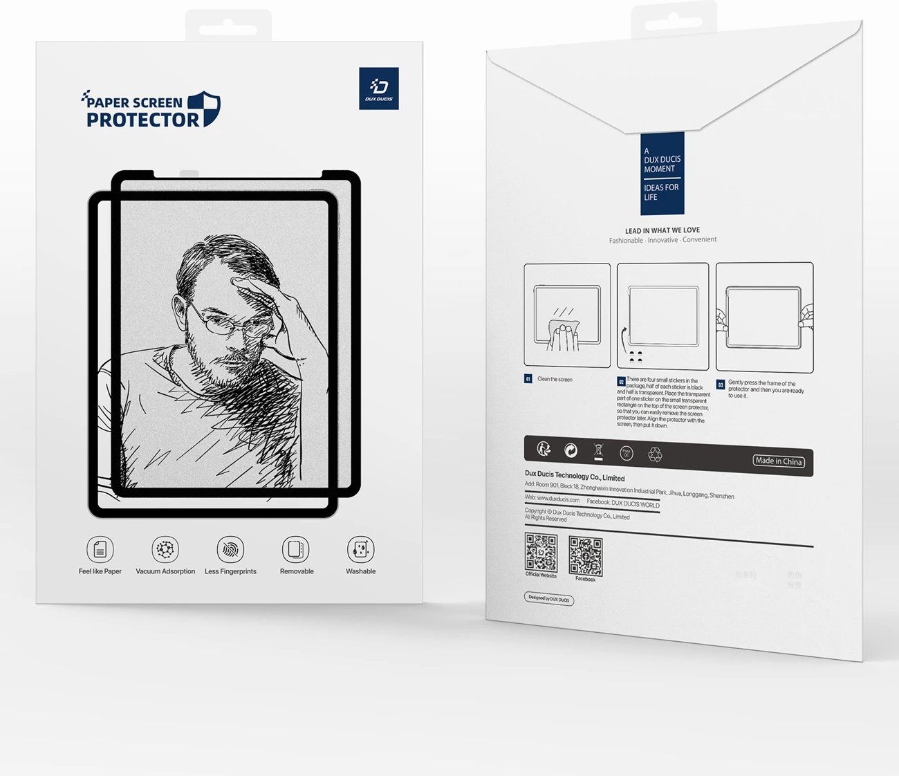 Film mbrojtës mat për tablet Samsung Galaxy Tab S10 FE/S9/S9 FE/S8/S7, Dux Ducis Naad Paperlike, transparent me kornizë të zezë