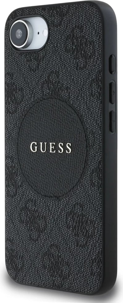 Mbështjellës Guess 4G Circle Classic Logo MagSafe për iPhone 16e, i zi