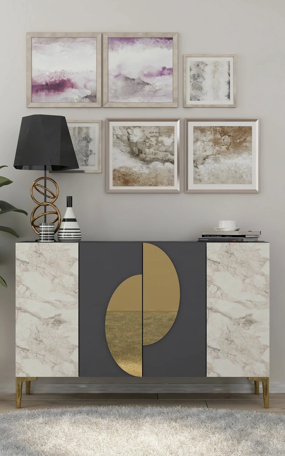 Konsol Skye Decor, Afra KM120, antracit, mermer Ephesus, ari