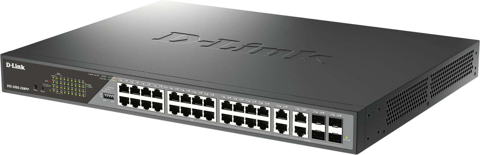 Switch D-Link DSS-200G-28MP, Managed, L2, Gigabit Ethernet, PoE, 1U