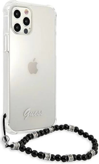 Mbështjellës Guess GUHCP12LKPSBK për iPhone 12 Pro Max 6.7", Transparent, me varëse Black Pearl Mbështjellës Guess GUHCP12LKPSBK për iPhone 12 Pro Max 6.7", Transparent, me varëse Black Pearl