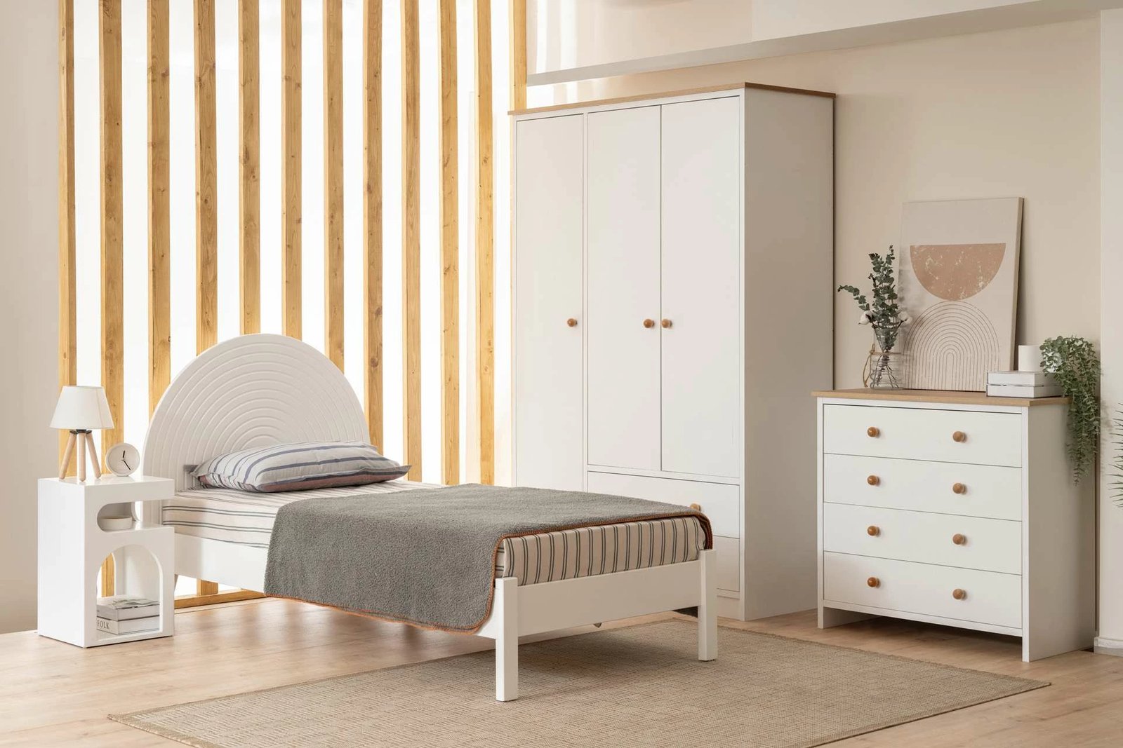 Krevat teke Hanah Home, ngjyrë e bardhë, 90x190