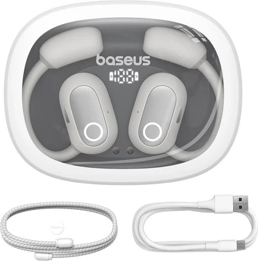 Kufje Baseus Eli Fit Open-Ear, Wireless, Bluetooth, USB Type-C, Bardhë