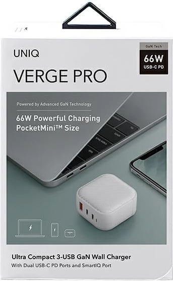Karikues muri UNIQ Verge Pro 66W, 3 porta USB-C/USB-A, i bardhë