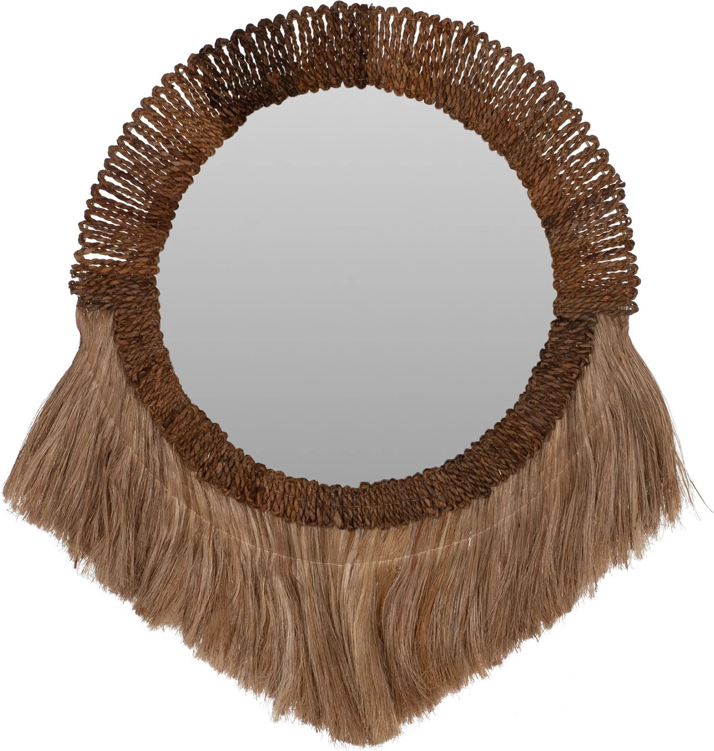 Pasqyrë rrethore me kornizë prej fibrash abaca, ngjyrë natyrale, 70x4x90H cm, FH7804