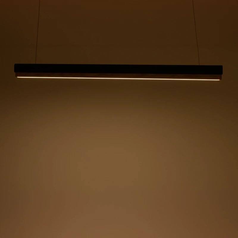 Llambë tavani Rafmole led metal-dru e zezë 120x7.5cm