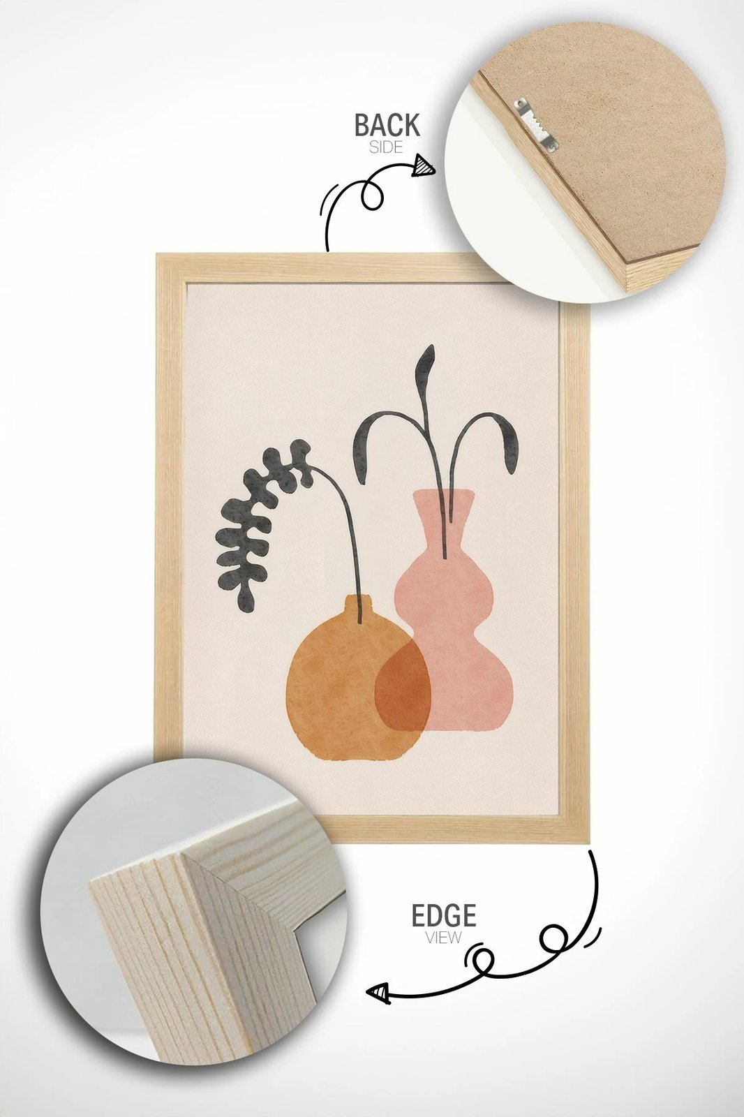 Pikturë dekorative me kornizë (2 copë), Wallity, Ersy2Lımodel38-Ahsap